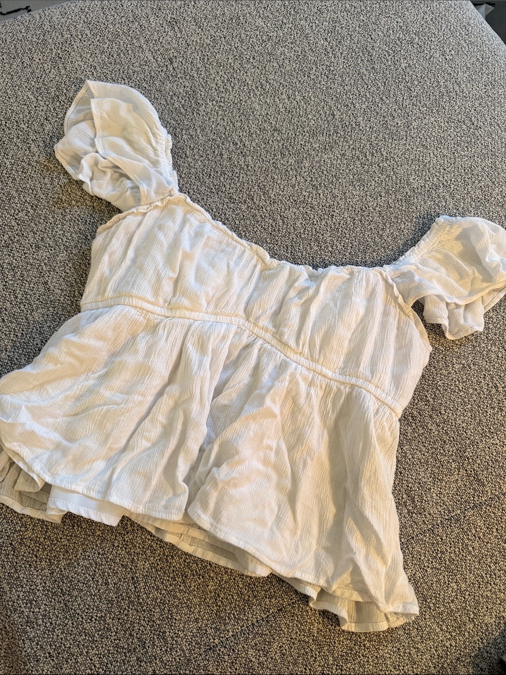 Hollister Cream Peplum Off-Shoulder Ruffle Top